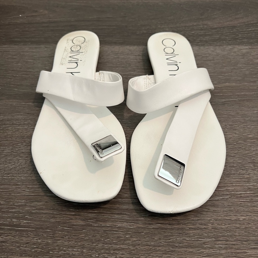 Calvin Klein White Sandals with Minimalist Design